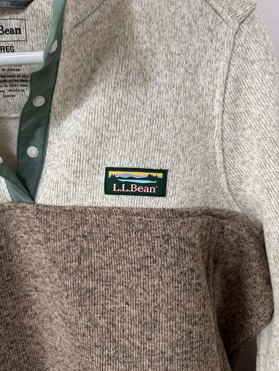 L.L.Bean Women's Sweater Fleece Pullover Colorblock Snap-Neck M REG - Picture 2 of 5